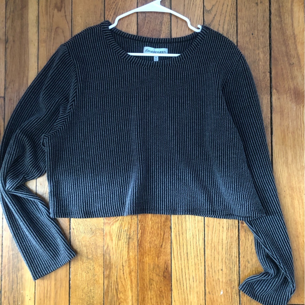 Cropped Ribbed Knit Long Sleeve top-Size 3x